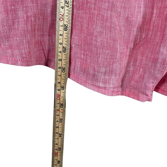 J.Jill 100% Linen Button Down Tunic | Red Pink Long Sleeve Shirt minimalist | L - Picture 7 of 10